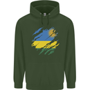 Torn Rwanda Flag Rwandan Day Football Mens 80% Cotton Hoodie Forest Green