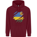 Torn Rwanda Flag Rwandan Day Football Mens 80% Cotton Hoodie Maroon