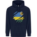 Torn Rwanda Flag Rwandan Day Football Mens 80% Cotton Hoodie Navy Blue