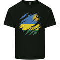 Torn Rwanda Flag Rwandan Day Football Mens Cotton T-Shirt Tee Top Black