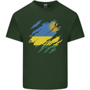 Torn Rwanda Flag Rwandan Day Football Mens Cotton T-Shirt Tee Top Forest Green