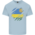 Torn Rwanda Flag Rwandan Day Football Mens Cotton T-Shirt Tee Top Light Blue