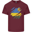 Torn Rwanda Flag Rwandan Day Football Mens Cotton T-Shirt Tee Top Maroon