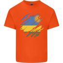 Torn Rwanda Flag Rwandan Day Football Mens Cotton T-Shirt Tee Top Orange