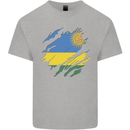 Torn Rwanda Flag Rwandan Day Football Mens Cotton T-Shirt Tee Top Sports Grey