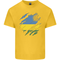 Torn Rwanda Flag Rwandan Day Football Mens Cotton T-Shirt Tee Top Yellow