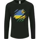 Torn Rwanda Flag Rwandan Day Football Mens Long Sleeve T-Shirt Black