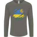 Torn Rwanda Flag Rwandan Day Football Mens Long Sleeve T-Shirt Charcoal