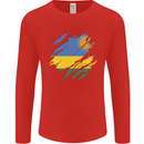 Torn Rwanda Flag Rwandan Day Football Mens Long Sleeve T-Shirt Red