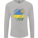 Torn Rwanda Flag Rwandan Day Football Mens Long Sleeve T-Shirt Sports Grey