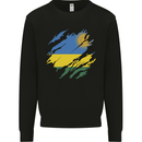 Torn Rwanda Flag Rwandan Day Football Mens Sweatshirt Jumper Black