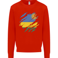 Torn Rwanda Flag Rwandan Day Football Mens Sweatshirt Jumper Bright Red