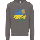 Torn Rwanda Flag Rwandan Day Football Mens Sweatshirt Jumper Charcoal