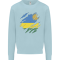 Torn Rwanda Flag Rwandan Day Football Mens Sweatshirt Jumper Light Blue
