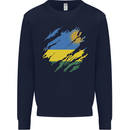 Torn Rwanda Flag Rwandan Day Football Mens Sweatshirt Jumper Navy Blue