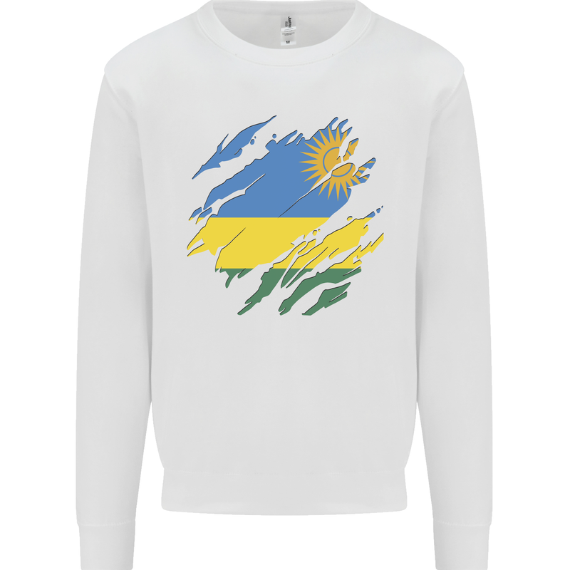 Torn Rwanda Flag Rwandan Day Football Mens Sweatshirt Jumper White