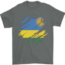 Torn Rwanda Flag Rwandan Day Football Mens T-Shirt 100% Cotton Charcoal