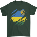 Torn Rwanda Flag Rwandan Day Football Mens T-Shirt 100% Cotton Forest Green