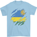 Torn Rwanda Flag Rwandan Day Football Mens T-Shirt 100% Cotton Light Blue