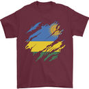 Torn Rwanda Flag Rwandan Day Football Mens T-Shirt 100% Cotton Maroon