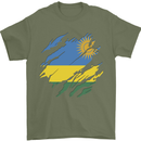 Torn Rwanda Flag Rwandan Day Football Mens T-Shirt 100% Cotton Military Green