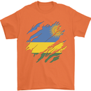 Torn Rwanda Flag Rwandan Day Football Mens T-Shirt 100% Cotton Orange