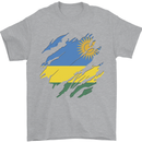 Torn Rwanda Flag Rwandan Day Football Mens T-Shirt 100% Cotton Sports Grey