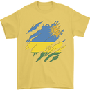 Torn Rwanda Flag Rwandan Day Football Mens T-Shirt 100% Cotton Yellow