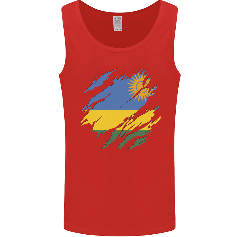 Torn Rwanda Flag Rwandan Day Football Mens Vest Tank Top Red