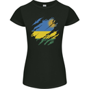 Torn Rwanda Flag Rwandan Day Football Womens Petite Cut T-Shirt Black