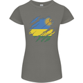 Torn Rwanda Flag Rwandan Day Football Womens Petite Cut T-Shirt Charcoal