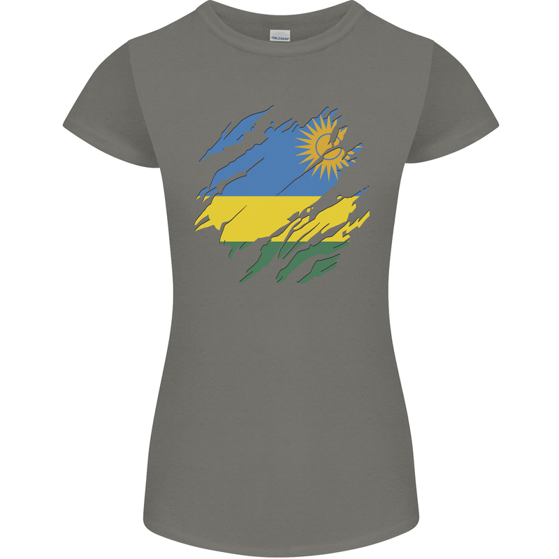 Torn Rwanda Flag Rwandan Day Football Womens Petite Cut T-Shirt Charcoal