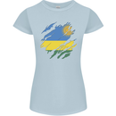 Torn Rwanda Flag Rwandan Day Football Womens Petite Cut T-Shirt Light Blue