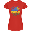 Torn Rwanda Flag Rwandan Day Football Womens Petite Cut T-Shirt Red