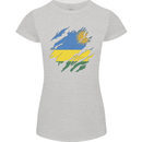 Torn Rwanda Flag Rwandan Day Football Womens Petite Cut T-Shirt Sports Grey