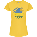 Torn Rwanda Flag Rwandan Day Football Womens Petite Cut T-Shirt Yellow