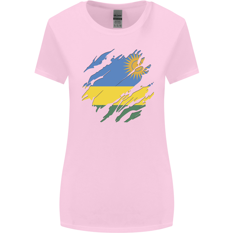 Torn Rwanda Flag Rwandan Day Football Womens Wider Cut T-Shirt Light Pink