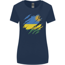 Torn Rwanda Flag Rwandan Day Football Womens Wider Cut T-Shirt Navy Blue