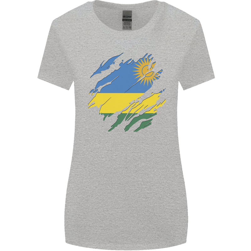 Torn Rwanda Flag Rwandan Day Football Womens Wider Cut T-Shirt Sports Grey