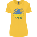 Torn Rwanda Flag Rwandan Day Football Womens Wider Cut T-Shirt Yellow