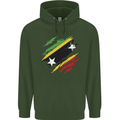Torn Saint Kitts and Nevis Flag Day Football Childrens Kids Hoodie Forest Green