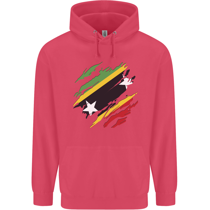 Torn Saint Kitts and Nevis Flag Day Football Childrens Kids Hoodie Heliconia
