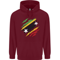 Torn Saint Kitts and Nevis Flag Day Football Childrens Kids Hoodie Maroon