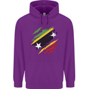 Torn Saint Kitts and Nevis Flag Day Football Childrens Kids Hoodie Purple