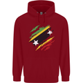 Torn Saint Kitts and Nevis Flag Day Football Childrens Kids Hoodie Red