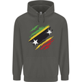 Torn Saint Kitts and Nevis Flag Day Football Childrens Kids Hoodie Storm Grey