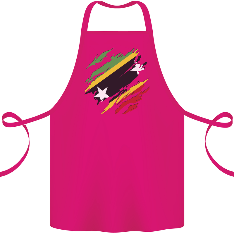 Torn Saint Kitts and Nevis Flag Day Football Cotton Apron 100% Organic Pink