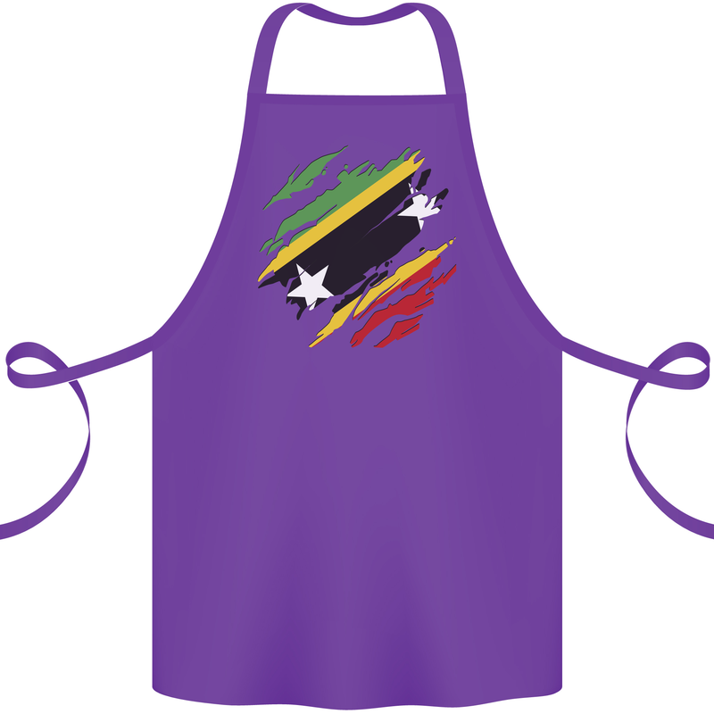 Torn Saint Kitts and Nevis Flag Day Football Cotton Apron 100% Organic Purple