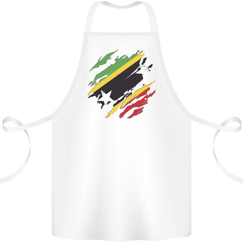 Torn Saint Kitts and Nevis Flag Day Football Cotton Apron 100% Organic White