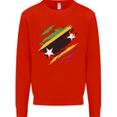 Torn Saint Kitts and Nevis Flag Day Football Kids Sweatshirt Jumper Bright Red